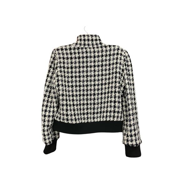 Generation Love Women's Blk/Cream Logan Metallic Sparkle Zip Dressy Jacket SZ L - Picture 3 of 10